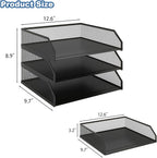 Natwind 3-Tier Stackable Paper Tray, Metal Mesh Desktop Organizer, A4 Paper - Image 2