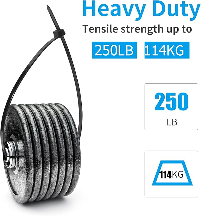 XINGO 16 inch Black Zip Ties Heavy Duty 60 PCS, 250 LBS Ultra Strong Plastic - Image 4