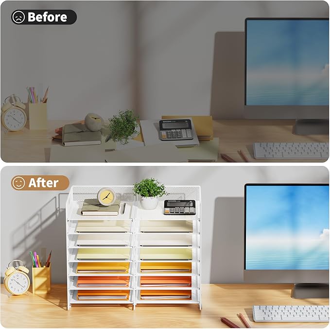 Marbrasse Desktop Literature Organizer, 12 Compartments Mesh Paper Organizer - Image 3