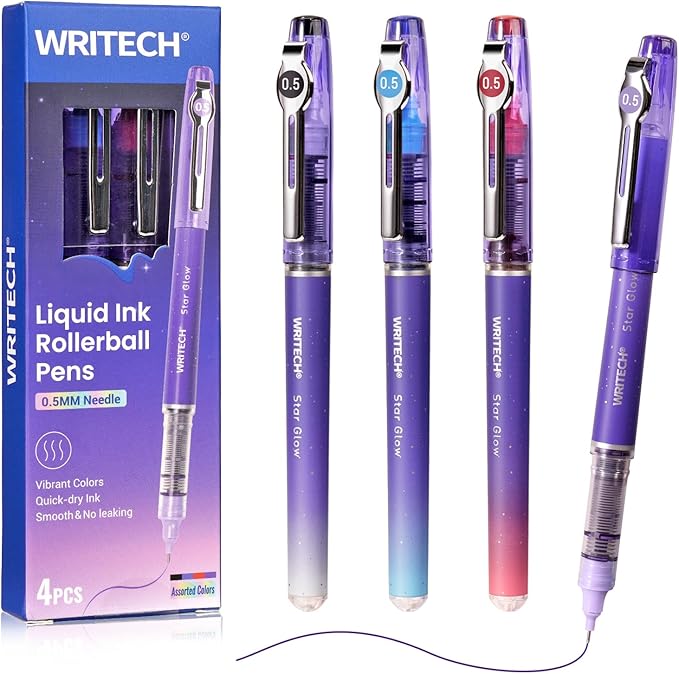 WRITECH Liquid Ink Rollerball Pens: 0.5mm Assorted Color Ink Fine Point Tip by WRITECH