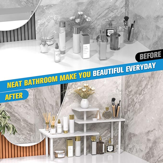 JayRex Bathroom Organizer Countertop Corner Shelf, 3 Tier Moveable Organizer - Image 7