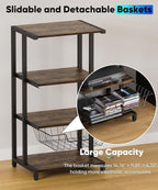 Ardier Media Stand with Detachable Baskets, 4-Tier AV Media Stand Corner Shelf - Image 5