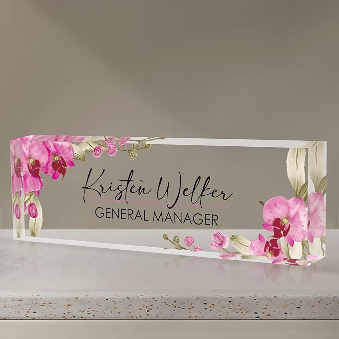 Personalized Name Plate for Desk, Custom Desk Name Plate, Acrylic Name Plate by EOBIBIFUN