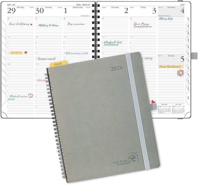 POPRUN 2026 Planner with Hourly Schedule, Vertical Layout by POPRUN