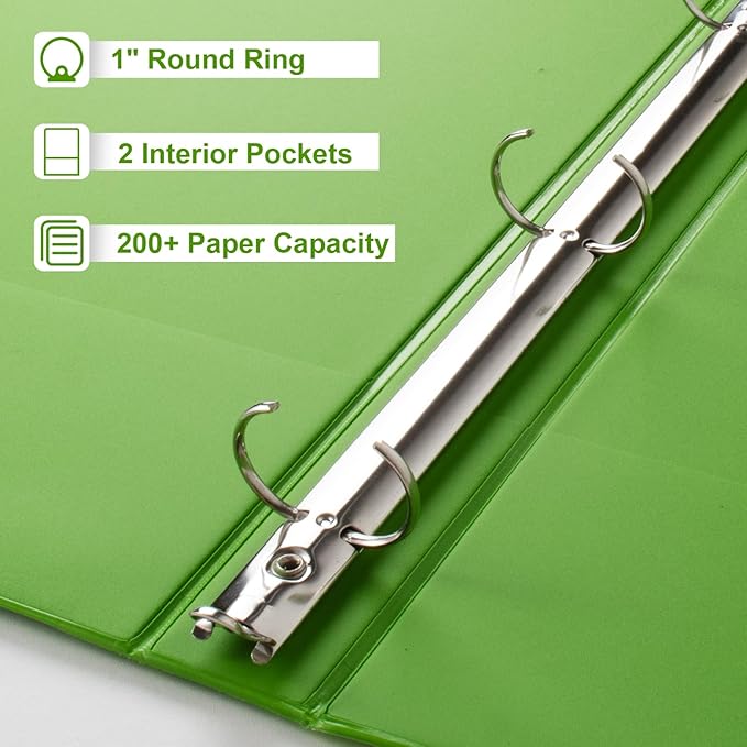 CIXILDTS 1-Inch 3 Ring Binder, Standard Round Ring Binder Fit Letter Size Paper - Image 4