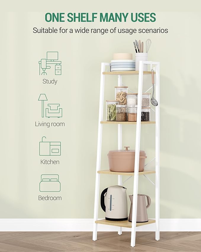 Hzuaneri Ladder Shelf, Bookshelf Bookcase, Freestanding Corner Storage Shelve - Image 4