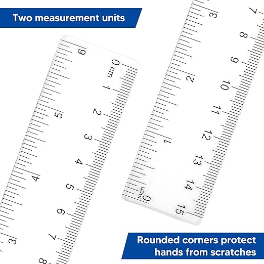 Zonon 100 Pcs 6 Inch Rulers Bulk Clear Plastic Flexible Straight Rulers - Image 3