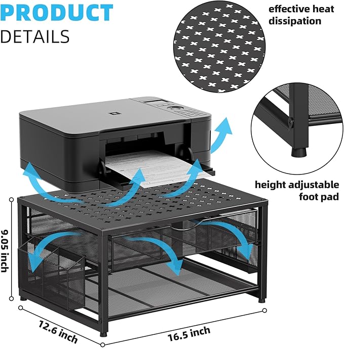 Marbrasse Metal Printer Stand for Desk - Image 5