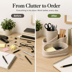 aesthetic desk organizer, cute pencil holder, boho office showing dimensions