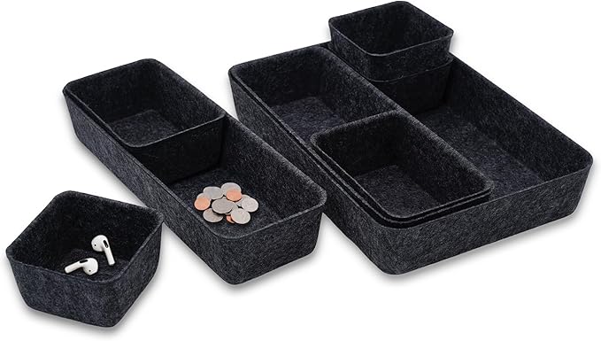 Welaxy Desk Drawer Organizer Tray, 8-Piece Shallow Felt Office Storage by Welaxy