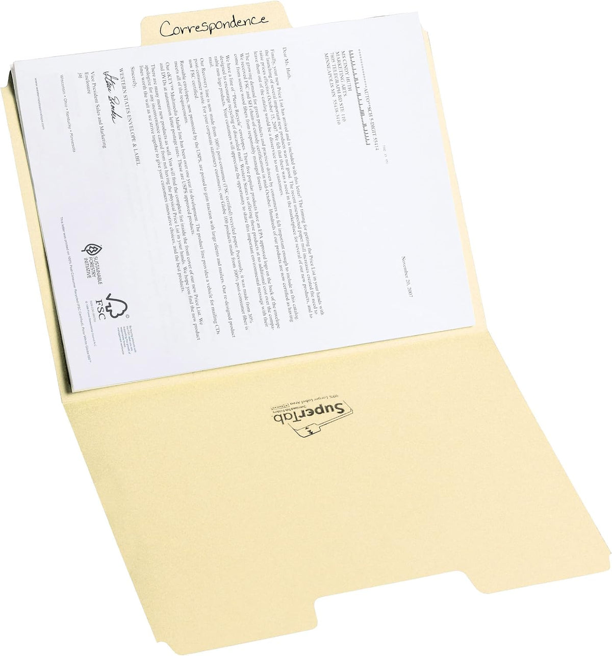 Smead SuperTab File Folder, Oversized 1/3-Cut Tab, Letter Size, Manila, 100 Per Box (10301) (Pack of 5)