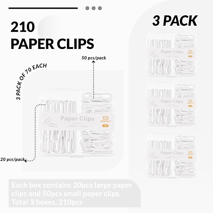 NEEWAY Colorful Paper Clips Assorted Sizes, Small and Large Paperclips - Image 3