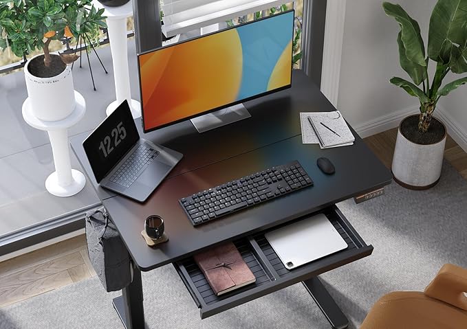 Claiks Standing Desk with Drawers, Electric Standing Desk Adjustable Height - Image 2