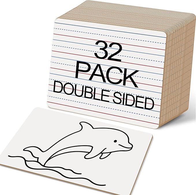 32 Pack Small White Boards, Double Sided Personal Dry Erase Boards by Unknown