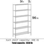 Regal Altair 18" Deep x 54" Wide x 96" Height Wire Shelving Kit | 6-Tier | NSF - Image 3