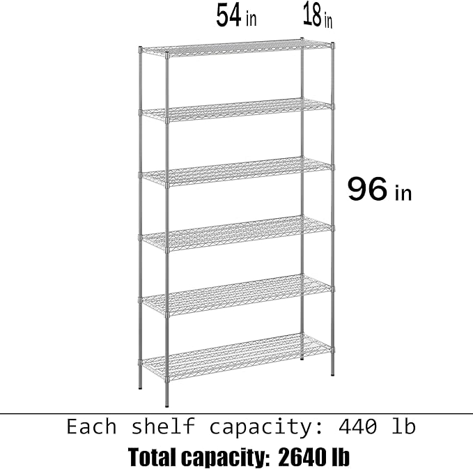 Regal Altair 18" Deep x 54" Wide x 96" Height Wire Shelving Kit | 6-Tier | NSF - Image 3