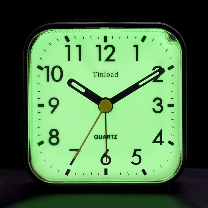 Tinload Small Battery Operated Analog Travel Alarm Clock Silent Non Ticking by Tinload