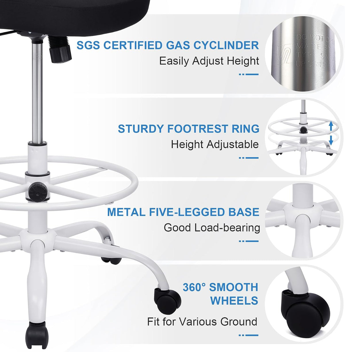 HYLONE Tall Drafting Chair Standing Desk Chair with Flip-Up Armrests, Adjusta...