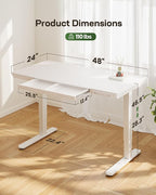 Marsail Standing Desk with Drawer, 48 x 24 inch Whole Piece Tabletop Electric - Image 3