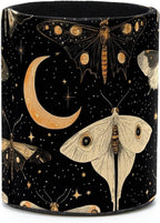 Leather Pen Holder for Desk, Butterflies Moth Moon Pencil Cup Desktop Organizer by Unknown