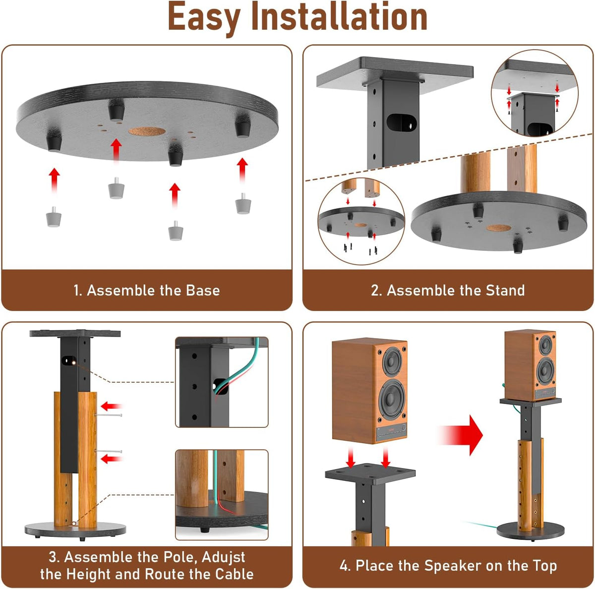 Universal Speaker Stands Pair for Bookshelf Studio Monitor Home Speakers