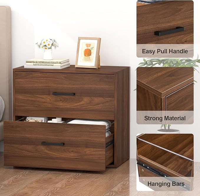 FATIGOS 2 Drawer File Cabinet, Wood Lateral Filing Cabinets, Wide Office File - Image 6