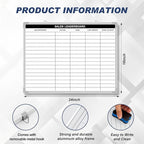 Lined Whiteboard Blank Grid Aluminum Frame Dry Erase Board Reusable Wall - Image 2