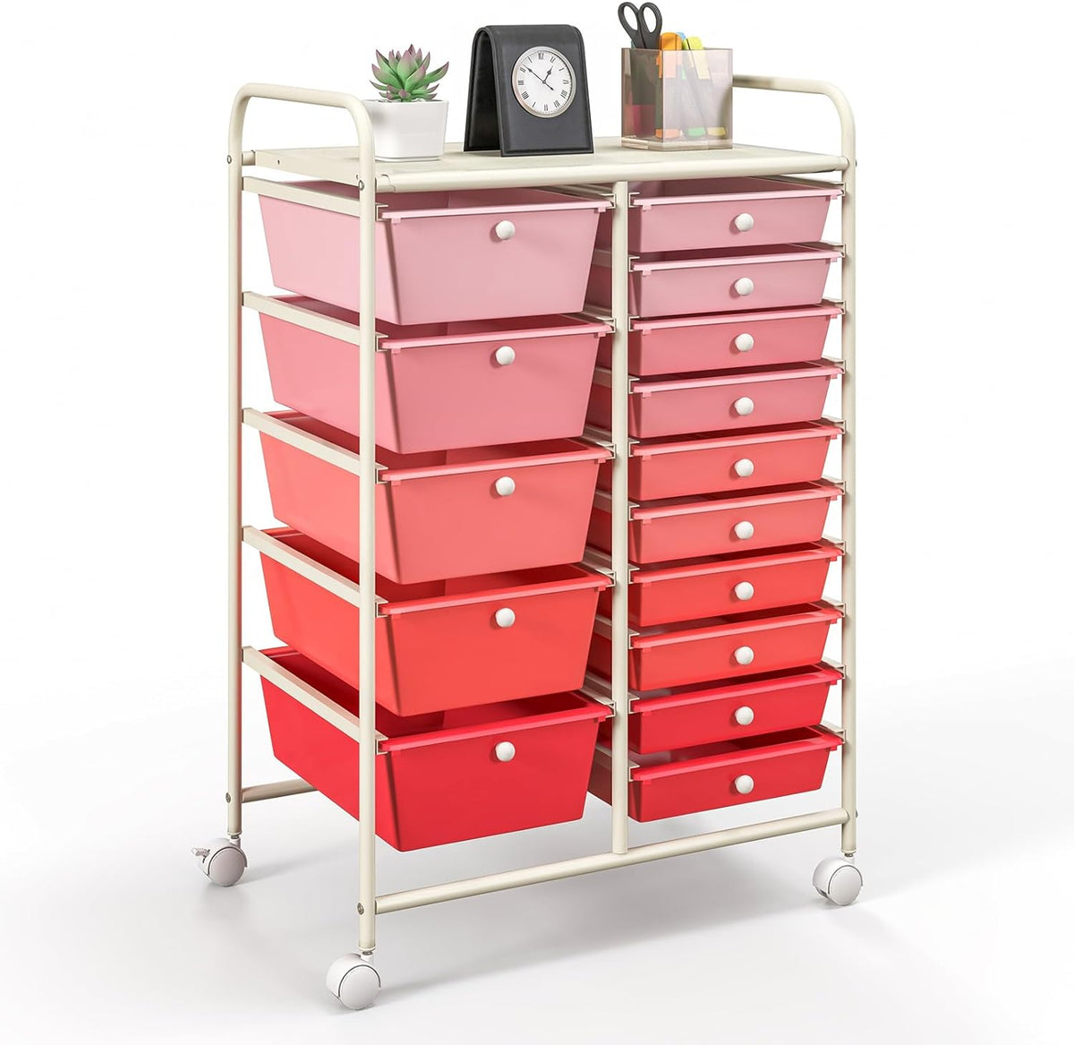 GOFLAME 15-Drawer Rolling Storage Cart, Craft Storage Cart