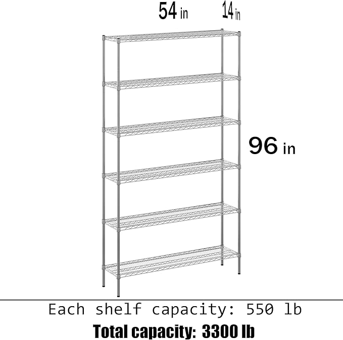 Regal Altair 14" Deep x 54" Wide x 96" Height Wire Shelving Kit | 6-Tier | NSF - Image 3