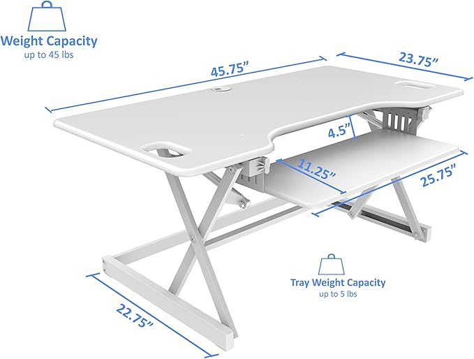 Rocelco 46" Large Height Adjustable Standing Desk Converter - Image 3