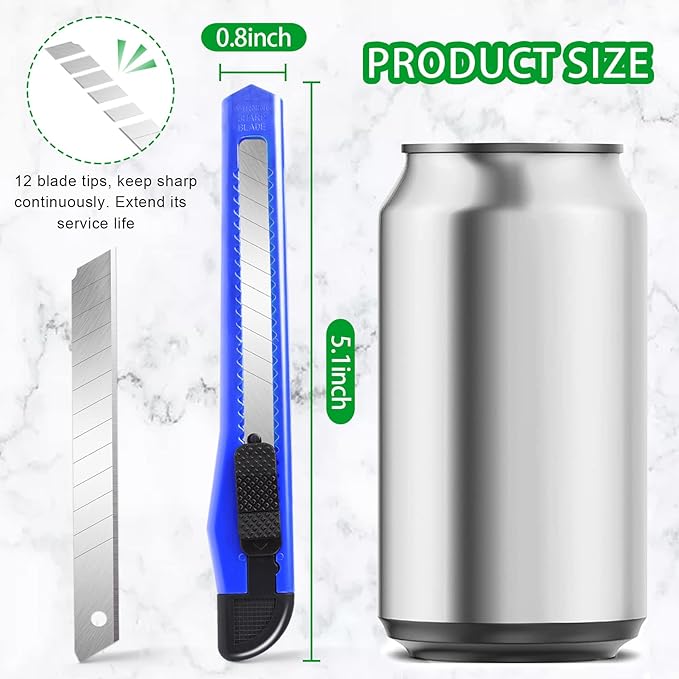 TIFICAL 8 Pack Box Cutter Utility Knife, 9mm Snap-off Box Cutter Retractable - Image 4