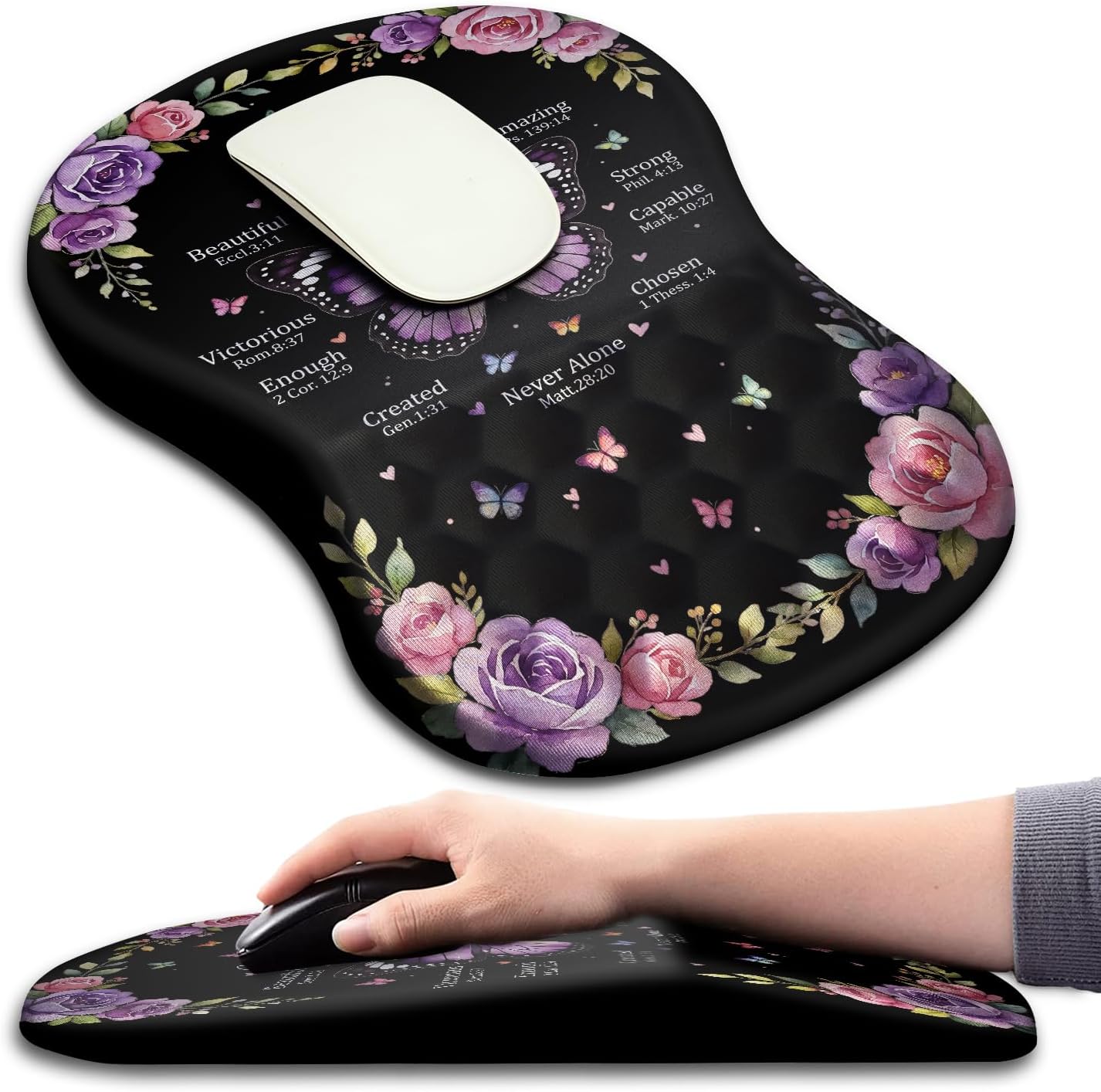 Hokafenle Ergonomic Mouse Pad Wrist Support with Massage Design, Wrist Rest Pain Relief Mousepad with Memory Foam&Non-Slip PU Base, Mouse Pads for Wireless Mouse & Desk (12x8 inch,You are)