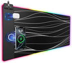 Mouse Pad with Magnetic Wireless Charging, Large Desk Pad Protector, RGB Black by miroddi