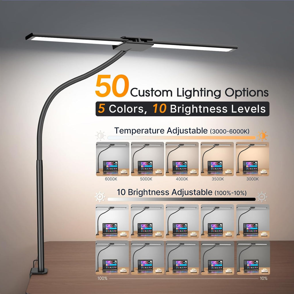 syrinx led desk lamp for home office, 18w shown in use