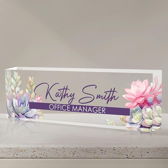 Personalized Name Plate for Desk, Custom Desk Name Plate, Acrylic Name Plate by EOBIBIFUN