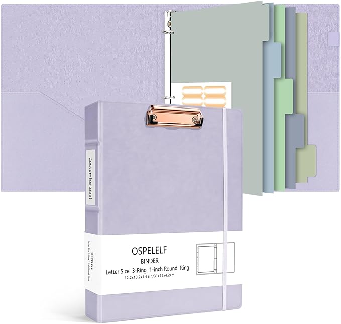 Ospelelf 3 Ring Binder 1 Inch Vintage Hardcover, Leather Organizer by OspelelfOfficeSupplies