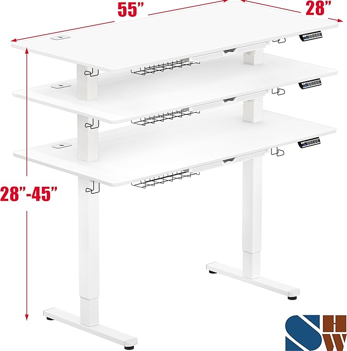 SHW 55 x 28 Inches Electric Height Adjustable Standing Desk - Image 3