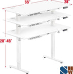 SHW 55 x 28 Inches Electric Height Adjustable Standing Desk - Image 3