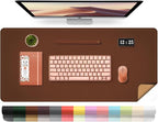 Leather Desk Pad Protector, 39.4'' X 17'' Large Mouse Pad, Office Desk Mat by BLESWIN