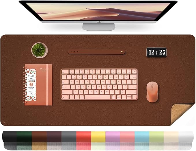 Leather Desk Pad Protector, 39.4'' X 17'' Large Mouse Pad, Office Desk Mat by BLESWIN