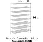Regal Altair 21" Deep x 54" Wide x 86" Height Wire Shelving Kit | 8-Tier | NSF - Image 3