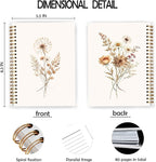 JWVK Boho Floral Spiral Notebook, Rustic Neutral Flower Herbs Notebooks - Image 2