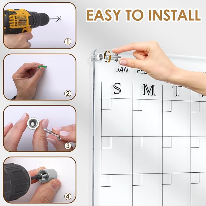 MAKELLO Acrylic Calendar for Wall 24" x 18", 4 Pens, Pen Holder, Wall-Mount - Image 5