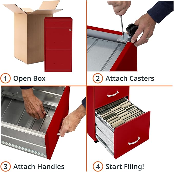 LYS SOHO Box/File/File Mobile Red File Cabinet, 3 Drawer - Image 9