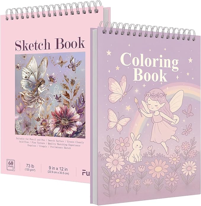 Fuxi Coloring Books for Girls, 60 Sheets Blank Sketch Book + 50 Designs Blank by SketchBook