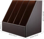 KINGFOM 4-Slot Wood Leather Document Files Holder Rack Stand Desk Files - Image 3