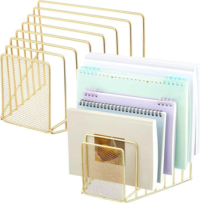 2 Pcs 7 Section Incline File Sorter Metal Wire Mesh File Rack by Chivertion