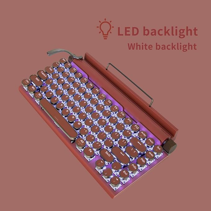 Adventurers Retro Typewriter-Style Mechanical Keyboard, 83 Keys, 75% Compact - Image 3