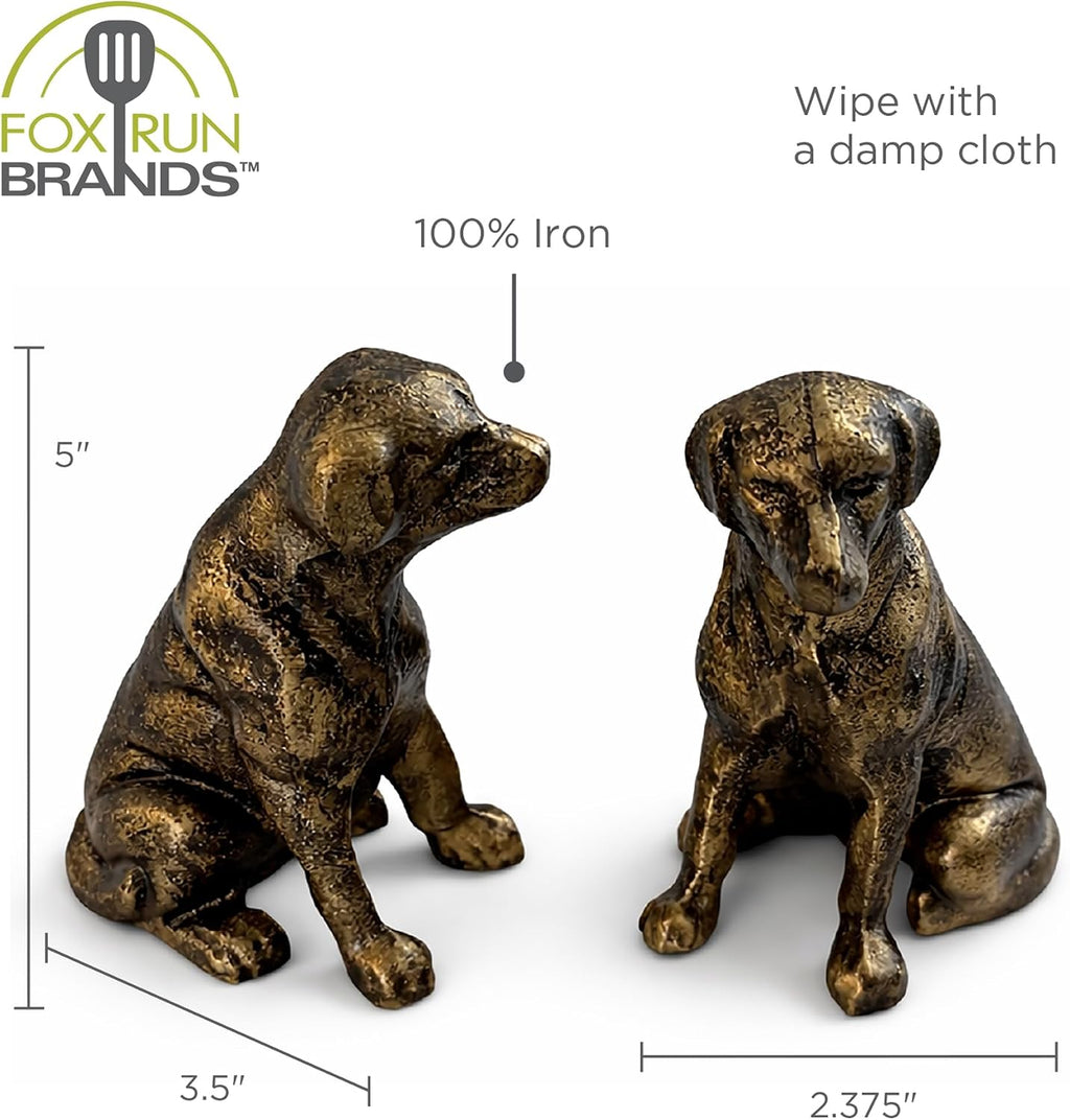 Fox Run Dog Decorative Bookend Set, Set of 2 100% Iron Heavy Bookends for Home and Office, 3.5" x 2.4" x 5" Each