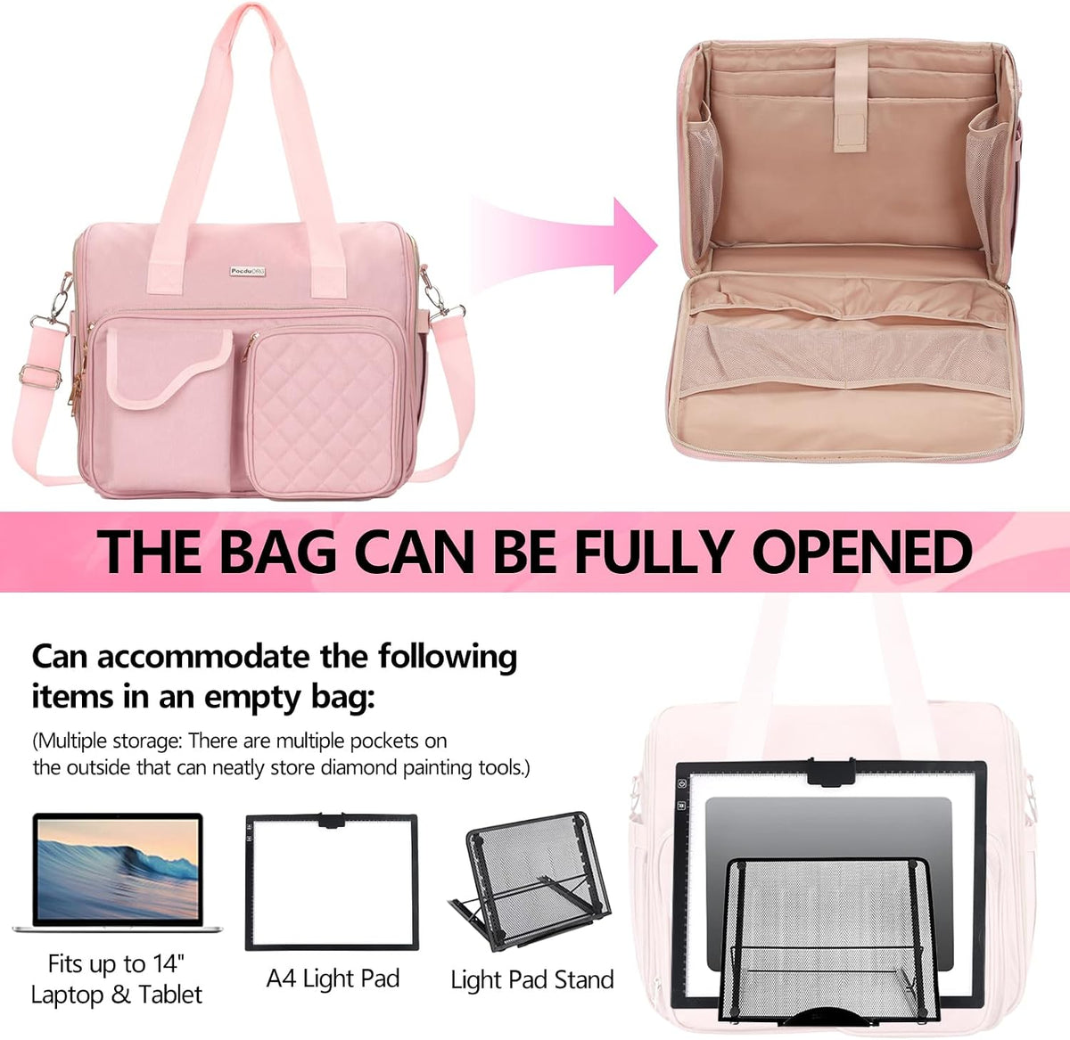 portable a4 light pad storage bag for diamond, package contents